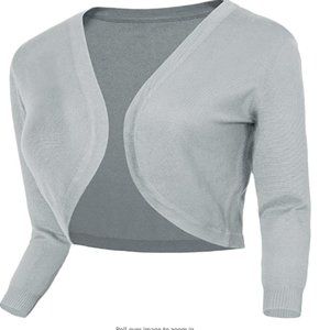 Cropped Cardigan V-Neck Button Down Knitted Sweater 3/4 Sleeve